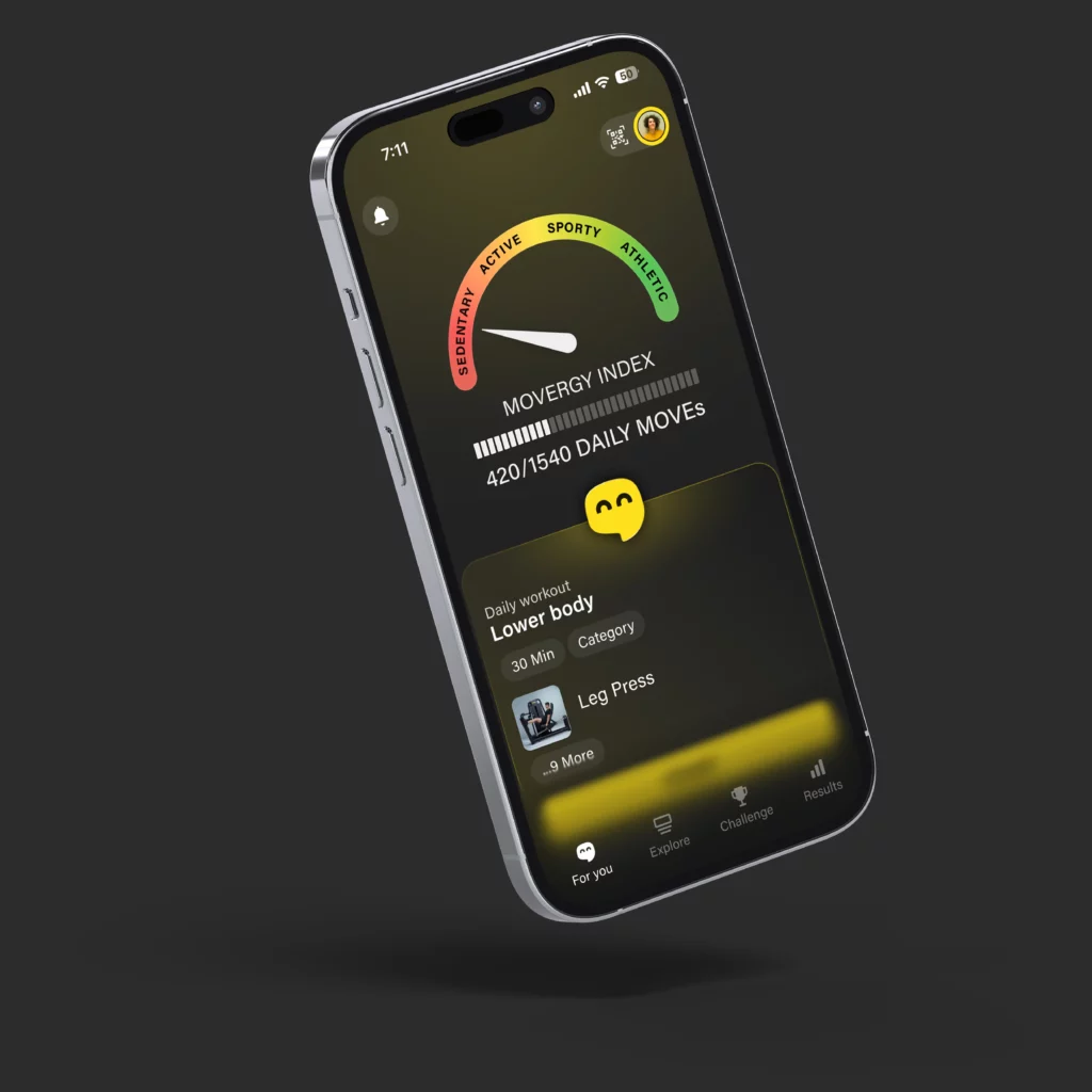 Smartphone affichant une application de suivi fitness